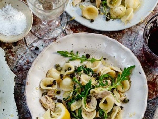 photo of pasta with tuna capers and rocket