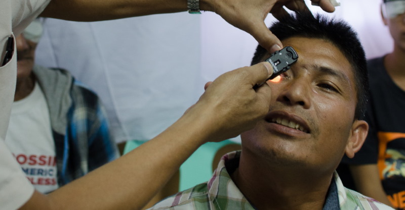 Checking a patient eyes for successful cataract surgery