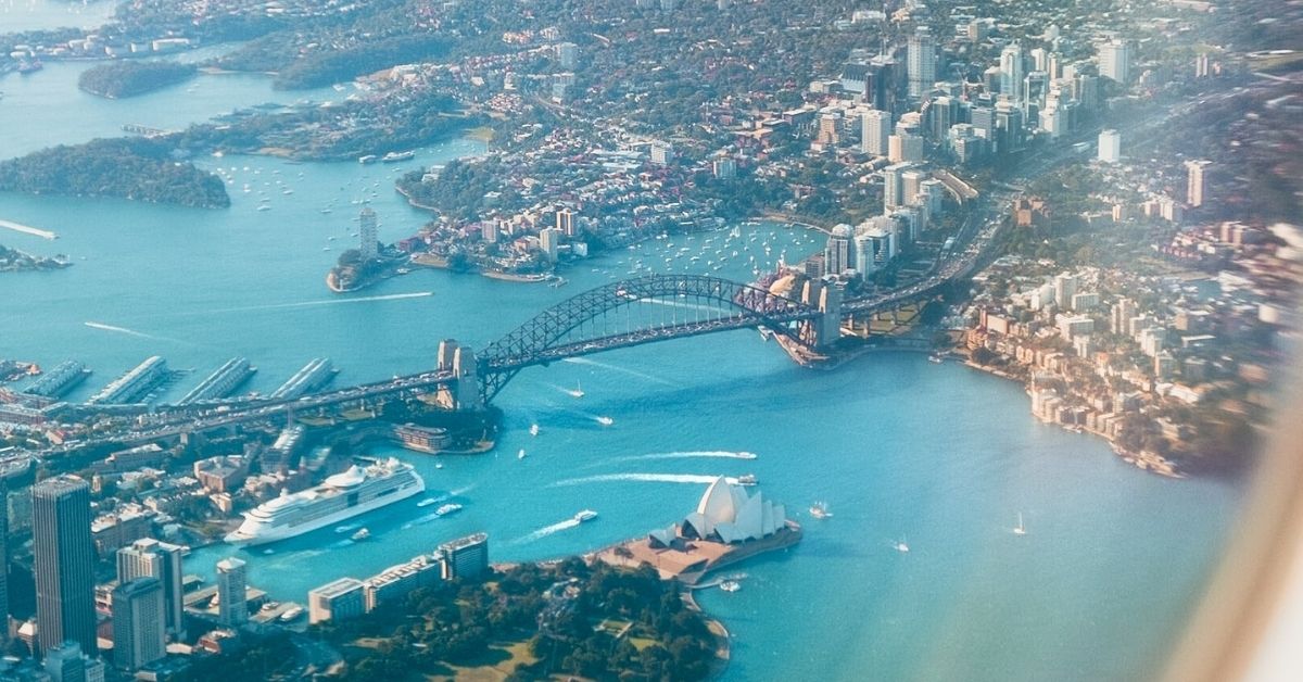 sydney, australia from an airplane window