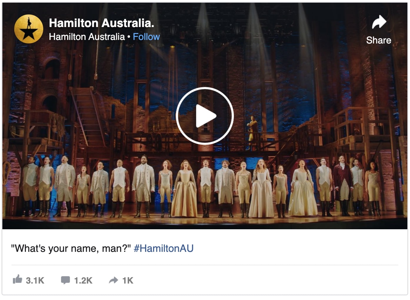 cast of hamilton australia performing What's Your Name, Man?