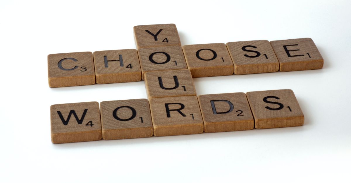 Choose Your Words sign in Scrabble letters