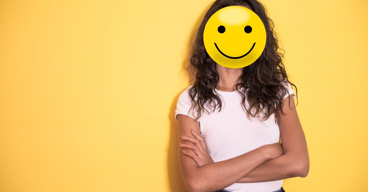 Woman with Smiley Emoji for a face