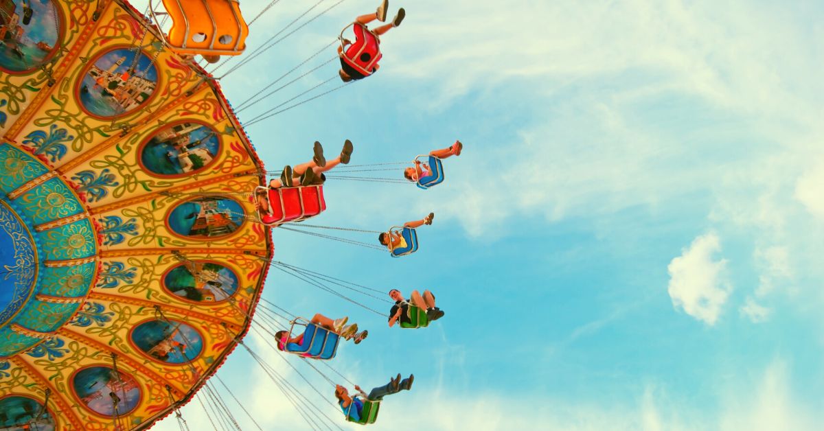 Kids on a fairground ride