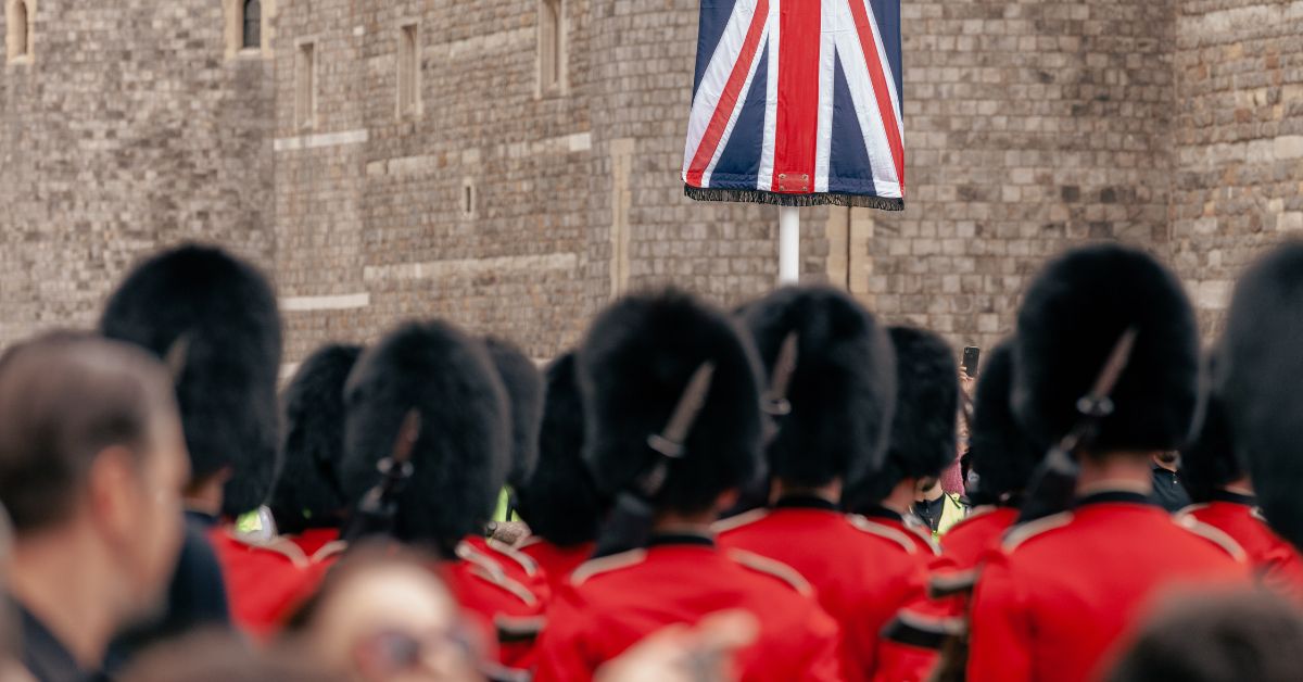Royal guards in parade at Windsor, UK for the Funeral of Queen Elizabeth II