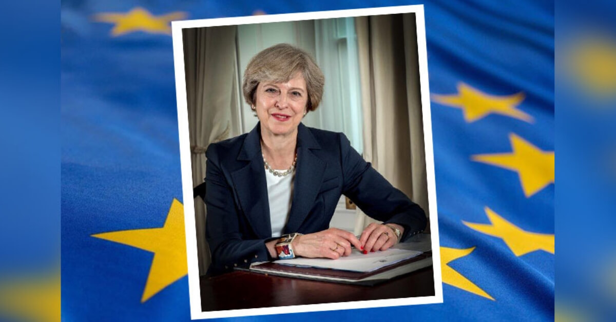 Theresa May eu flag