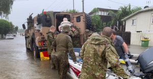 Members of the 4th Regiment, Royal Regiment of Australian Artillery, carrying out flood rescue and evacuations on the weekend.
