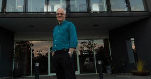 Founder of ACCTV Mike Jeffs Standing Outside their current office and studios