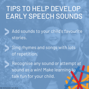 A screenshot from the app of tips to help develop early speech sounds