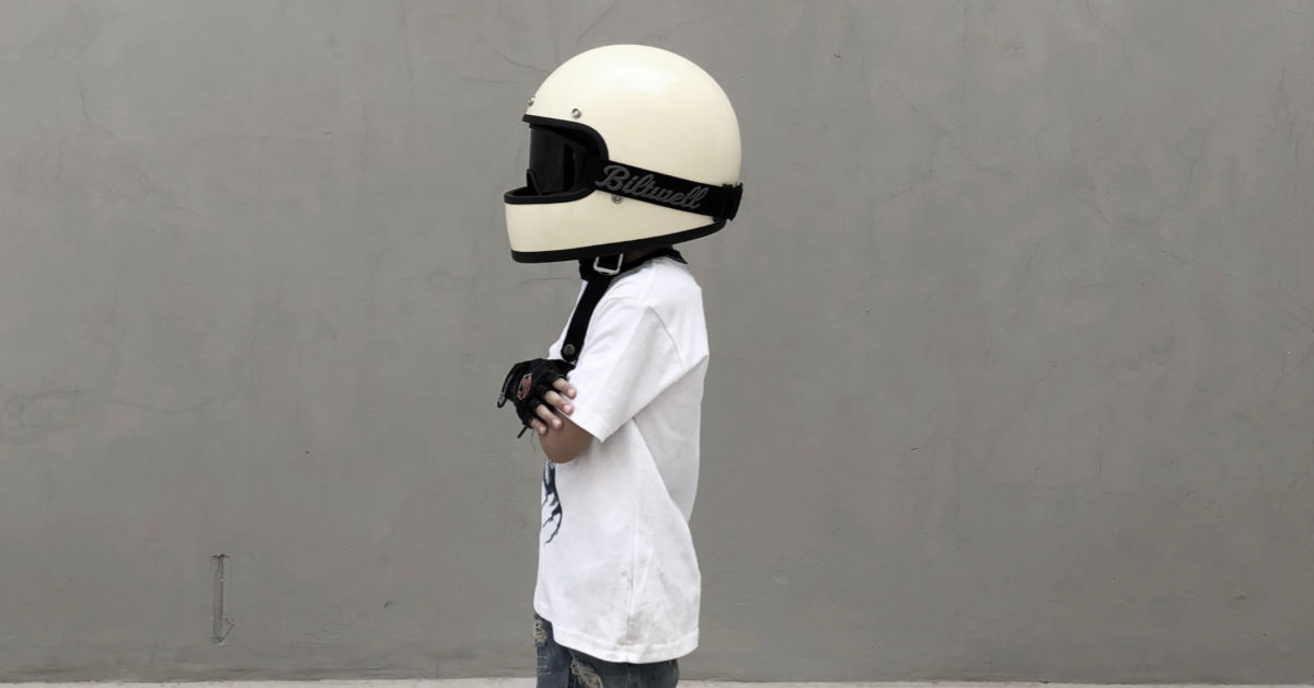boy wearing helmet