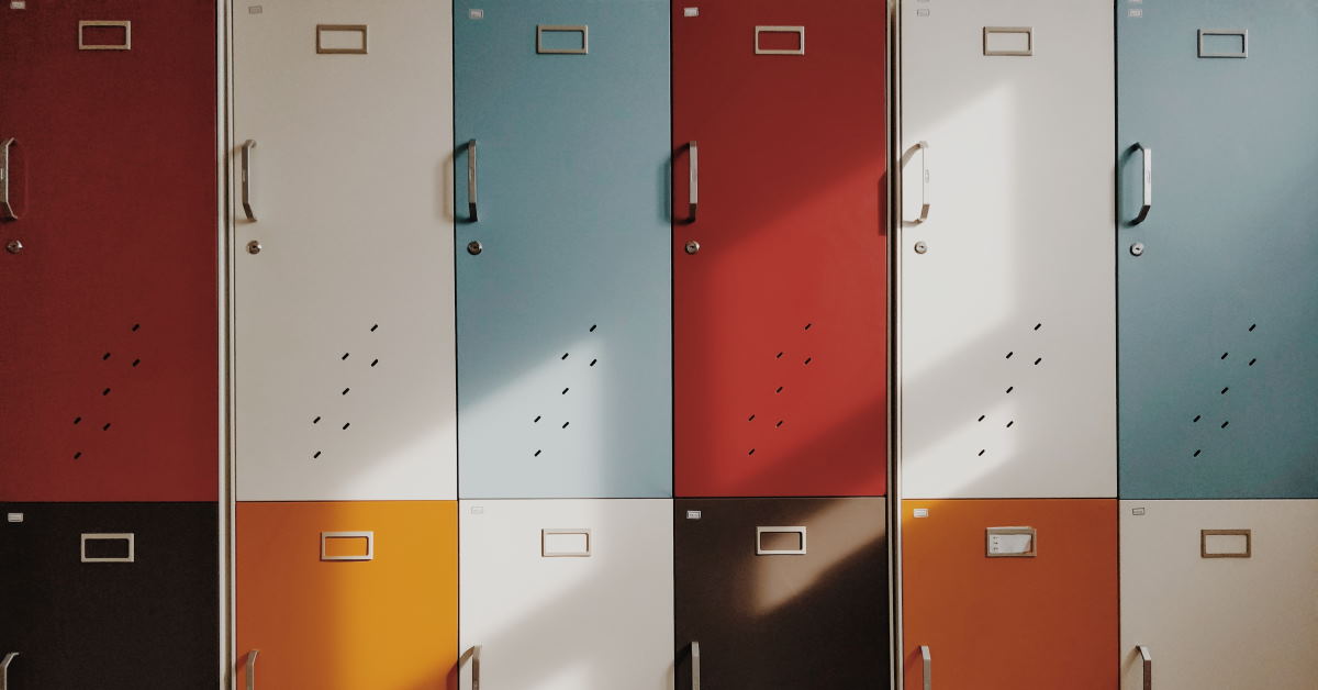 assorted-color school lockers