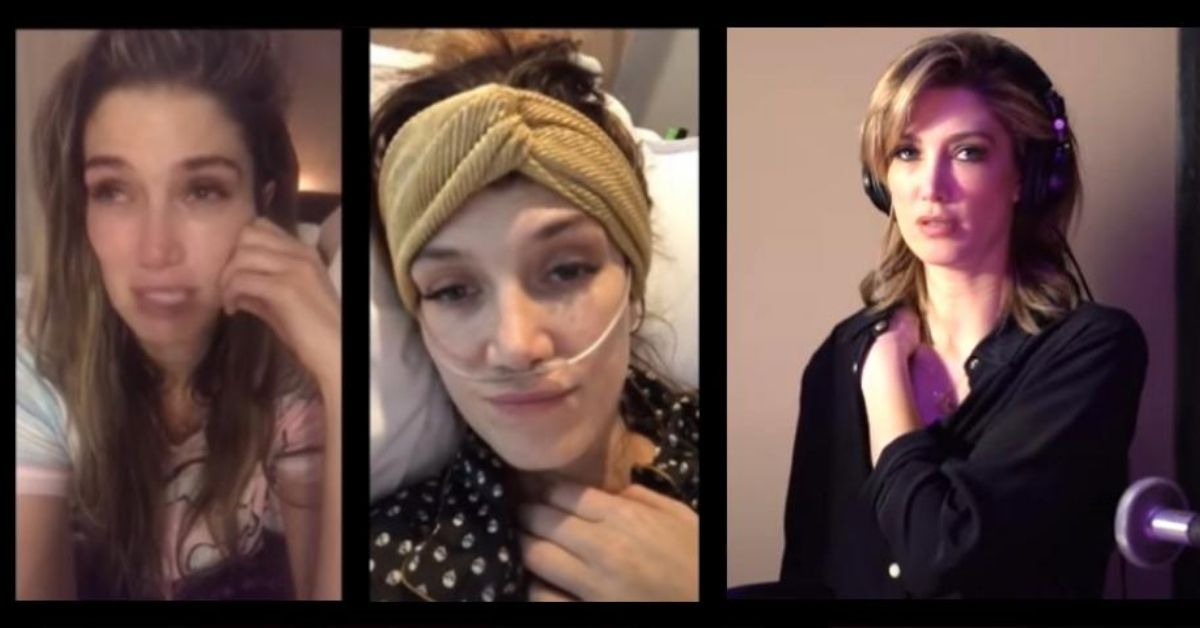 screenshots from delta goodrem's video sharing her story behind the song paralyzed