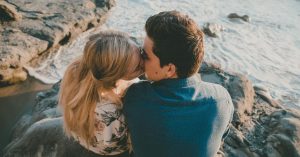 young people kissing