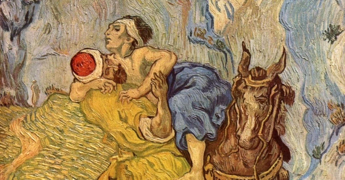 Vincent van Gogh - The Good Samaritan [1890] [Kröller-Müller Museum, Otterlo - Oil on canvas, 73 x 60 cm] (cropped)