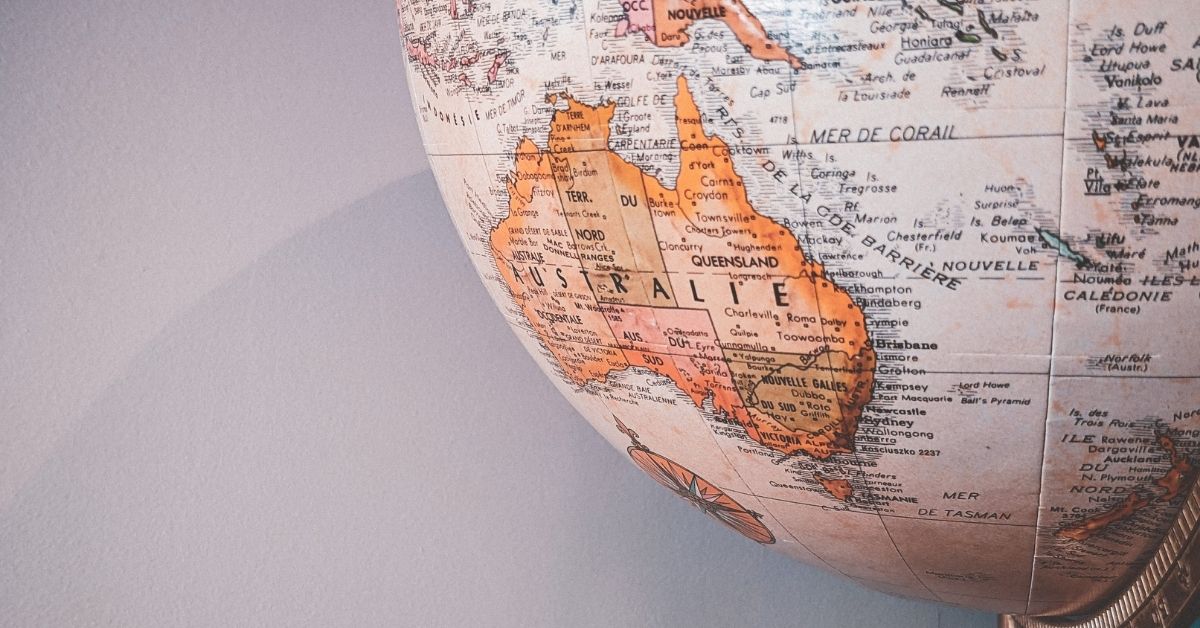 australia on a globe