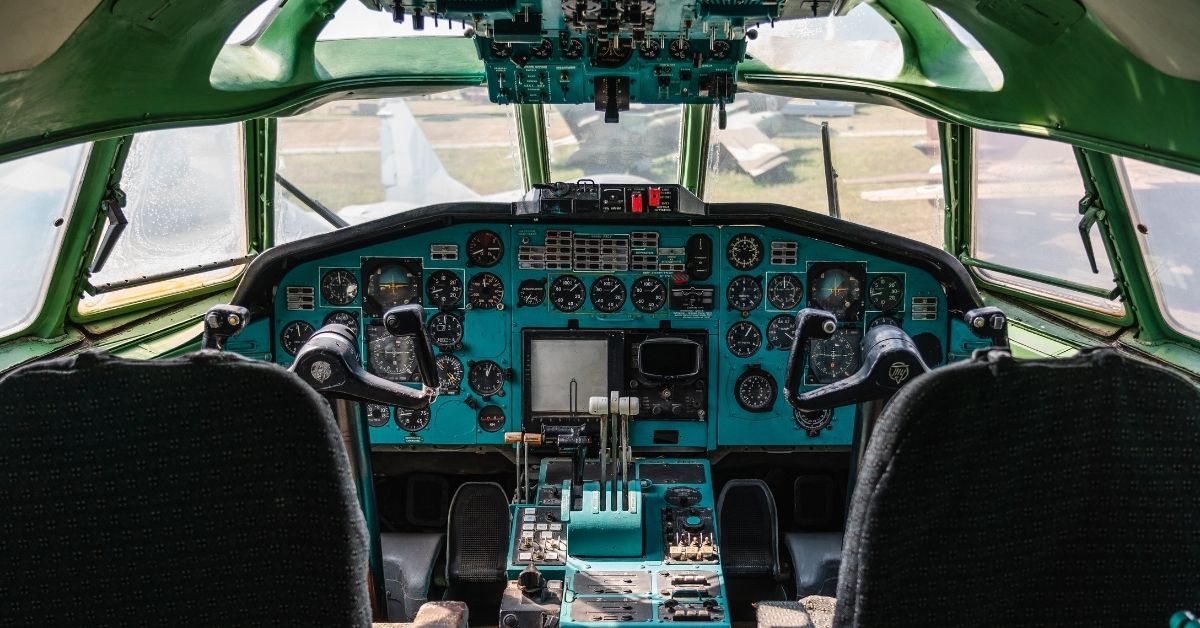plane cockpit with empty seats