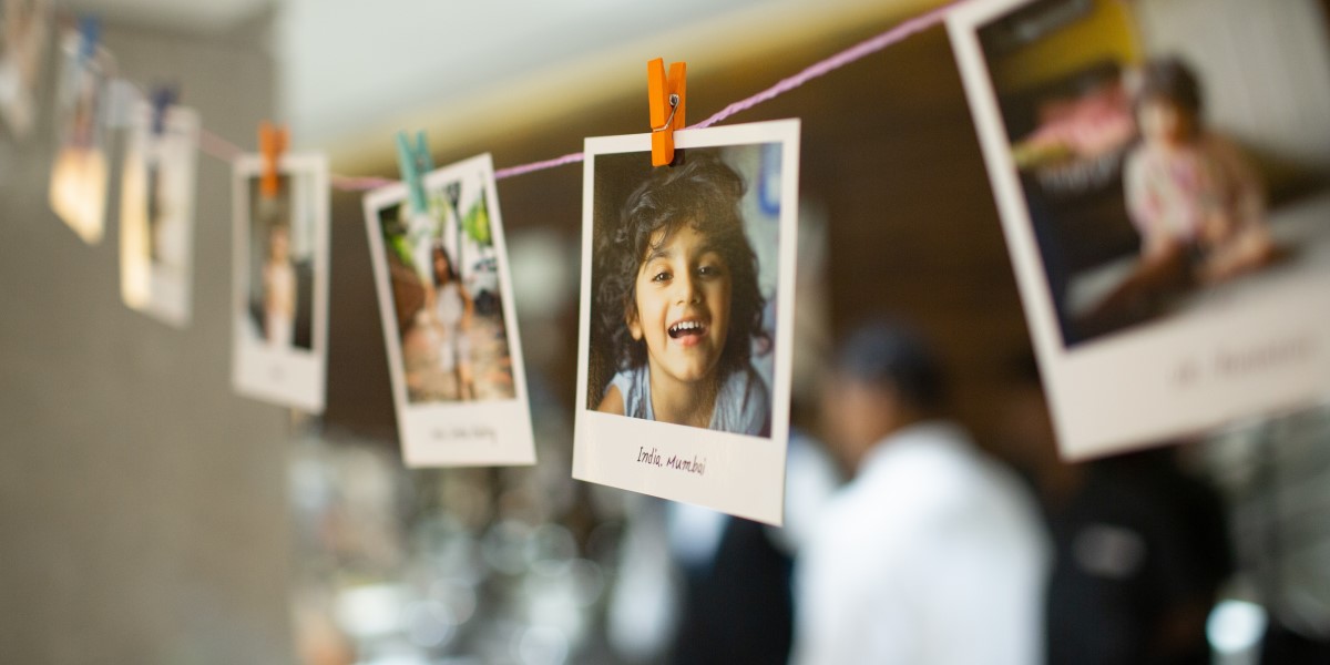 String of photographs with focus on young indian boy
