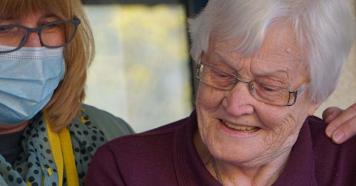 aged care worker with a client