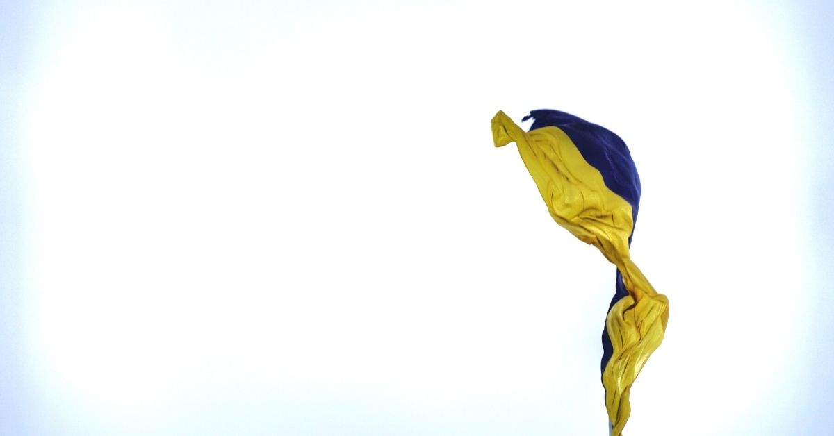 ukraine flag in a storm