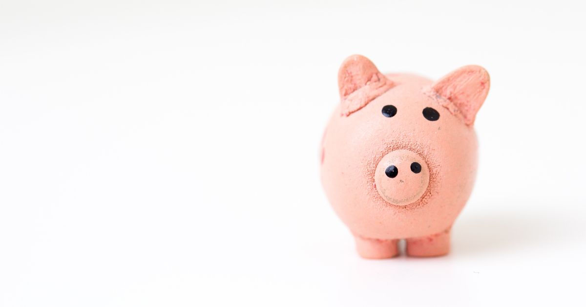 Pink Piggy bank on white background