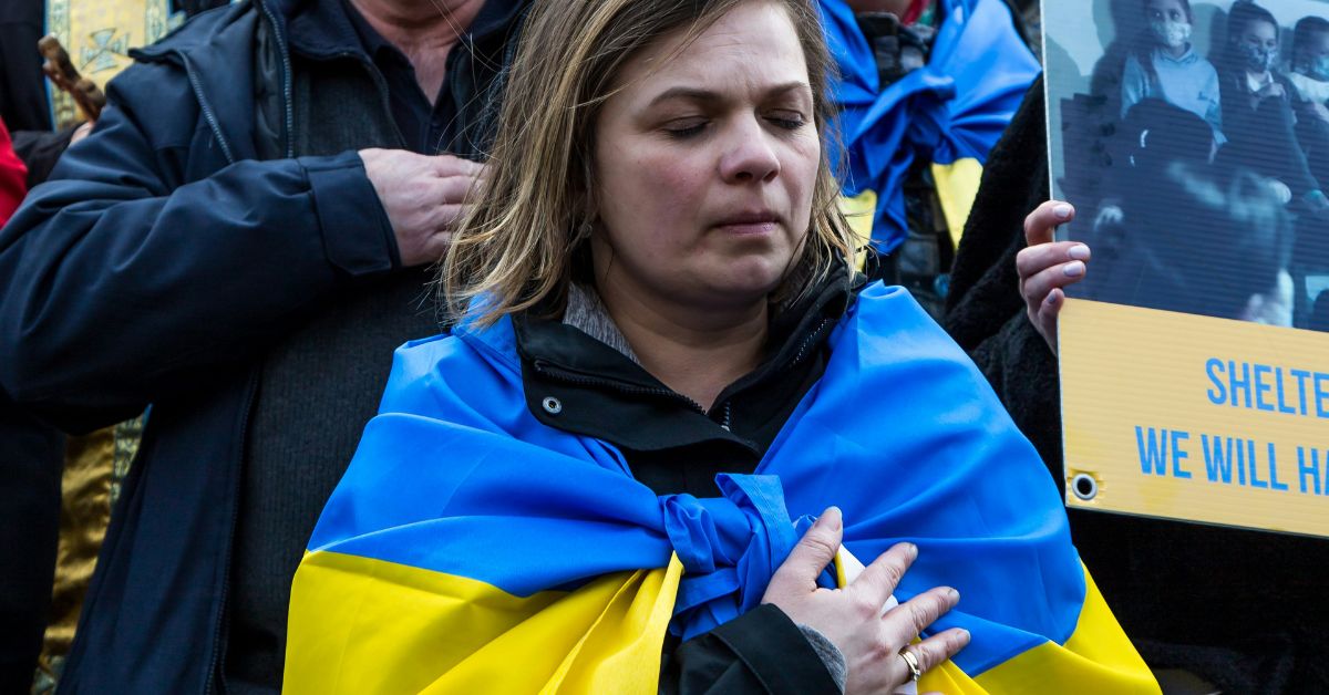 Woman in protest for Ukraine