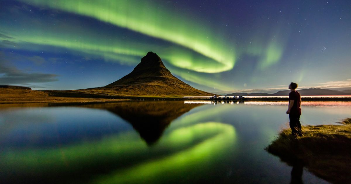 The Aurora Borealis in irkjufell, Iceland