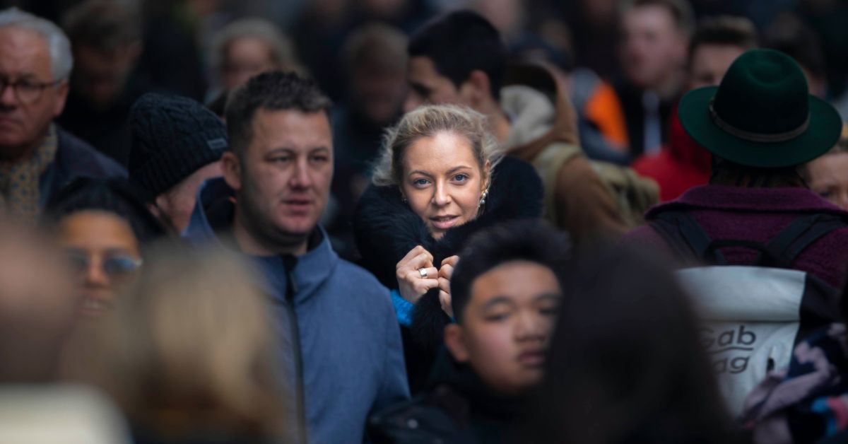 Woman's face in a crowd